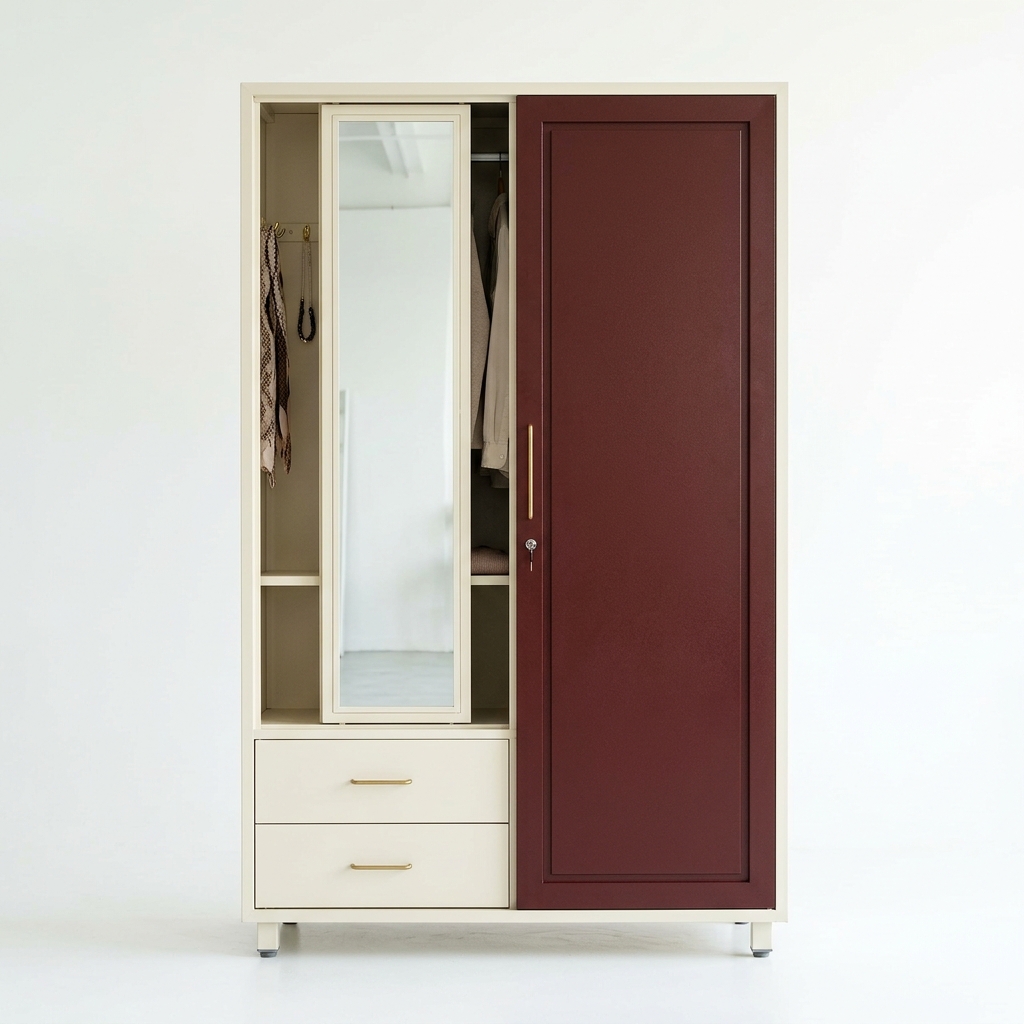 Premium Steel Almirah (Maroon & Cream)